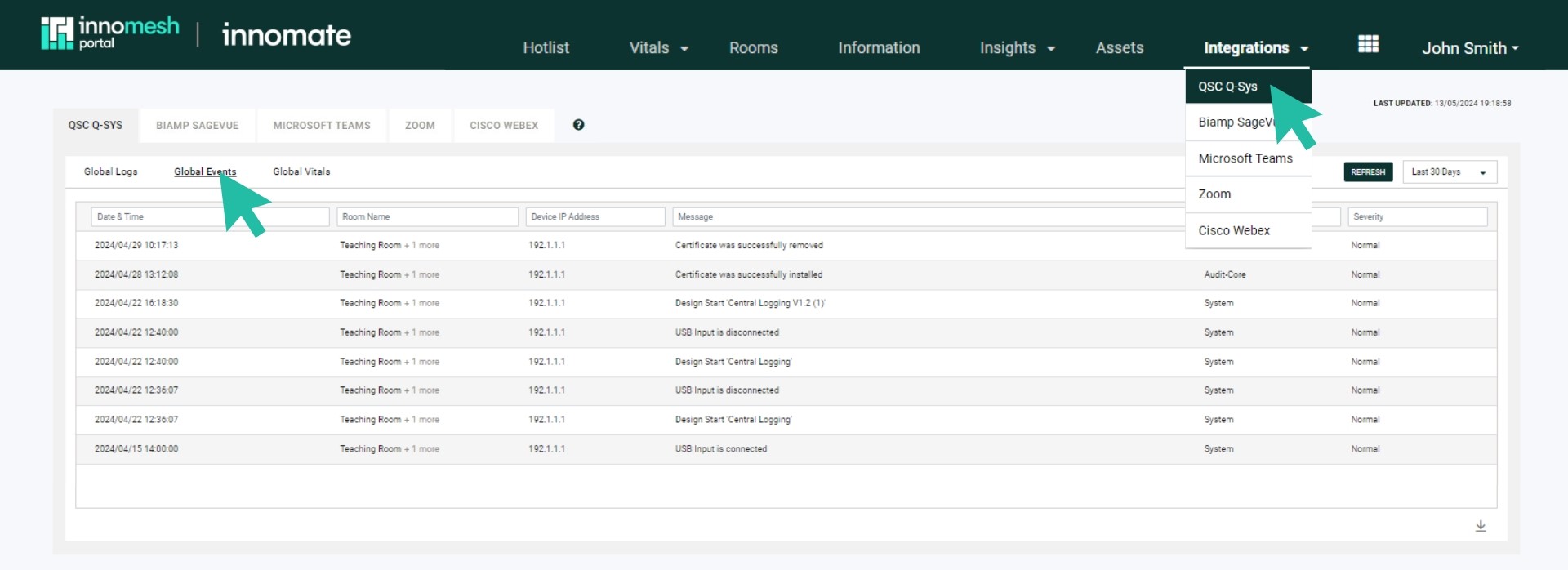 Q-Sys Global Logs